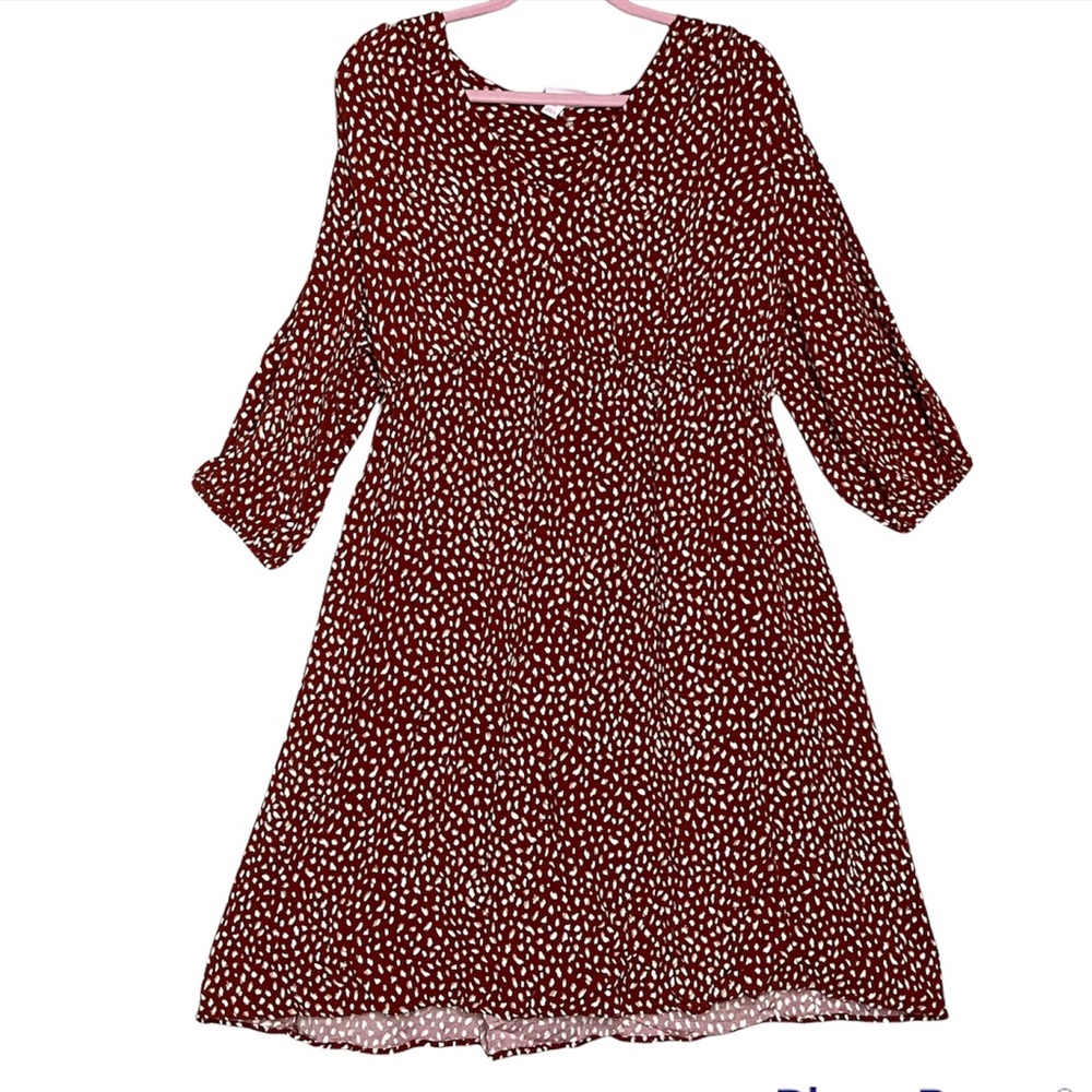 Isabel Maternity Women's Sz XL Rusty V-Neck 3/4 Sleeve Shift Pullover Dress